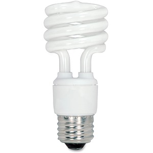 Satco 13W T2 2700K Fluorescent Spiral CFL Bulb - 13 W - 60 W Incandescent Equivalent Wattage - 120 V AC - 900 lm - Spiral - T2 Size - White Light Color - E26 Base - 12000 Hour
