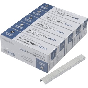 Business Source Chisel Point Standard Staples - 210 Per Strip - Standard - 1/4" Leg - 1/2" Crown - Holds 30 Sheet(s) - for Paper - Chisel Point - Silver - Galvanized Iron5 / P