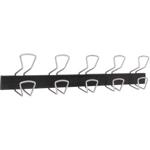 Alba Hook Panel - 10 Pegs - 110.23 lb (50 kg) Capacity - 6.5" Height x 29.9" Width - for Coat, Clothes - Metal - Black - Powder Coated - 1 Each