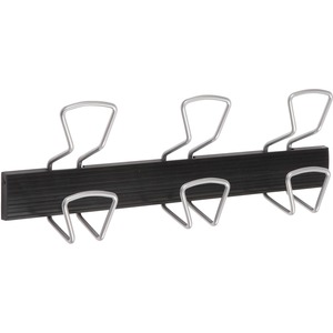 Alba Wall Coat Peg - 6 Hooks - 132.28 lb (60 kg) Capacity - 6.5" Height x 18.1" Length - for Coat, Clothes - Plastic - Black, Gray - Powder Coated - 1 Each