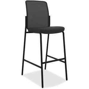 HON Instigate Cafe-Height Stool - Fabric Seat - Steel Frame - Black - 2 / Carton