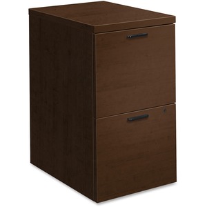 HON 10501 Series Mocha Laminate Furniture Components Pedestal - 2-Drawer - 15.8" x 22.8" x 28" - 2 x File Drawer(s) - Single Pedestal - Square Edge - Finish: Mocha Laminate, T