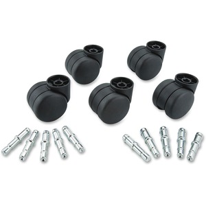 Master Mfg. Co Deluxe Futura Non-Hooded Carpet Caster Set - Includes 5 wheels and 10 stems; 5 each: 7/16" Dia. x 7/8" Long and 3/8" Dia. x 7/8" Long, 120 lbs./Caster, Matte Bl