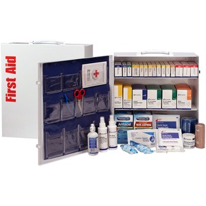 First Aid Only 3-Shelf First Aid Cabinet with Medications - ANSI Compliant - 675 x Piece(s) For 100 x Individual(s) - 15.5" Height x 17" Width x 5.8" Depth Length - Steel Case