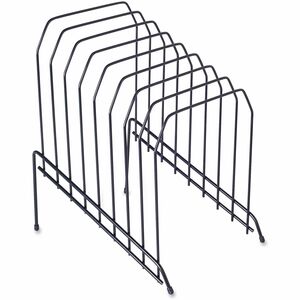 Lorell Wire File Sorter/Holder - 8 Divider(s) - Desktop - Rubber Feet - Powder Coated - Black - Wire - 1 Each