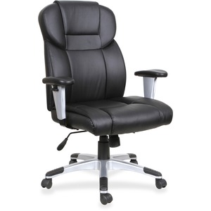 Lorell Executive High-back Chair - Bonded Leather Seat Material - Bonded Leather Back Material - High Back - Black - 1 Each