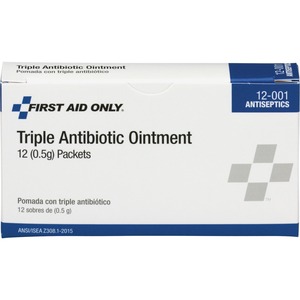 First Aid Only Triple Antibiotic Ointment Packets - For Infection, Scrape, Burn, Minor Cut - 12 / Box - 12 Per Box