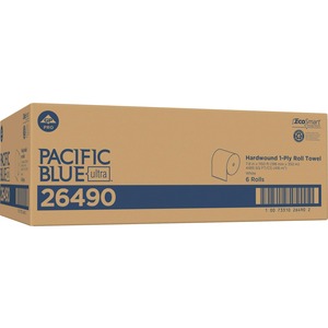 Pacific Blue Ultra High-Capacity Recycled Paper Towel Rolls - 7.87" x 1150 ft - White - Paper - 6 Rolls Per Container - 6 / Carton