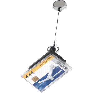 DURABLE® ID Badge Deluxe Holder Retracting Reel - 32" Reach - 2-1/10" x 3-1/4" - Acrylic - Transparent - 10 / Box