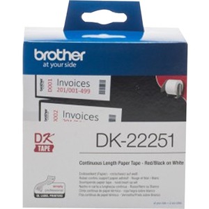 Brother Label Tape - 62 mm Width x 30.48 m Length - White - Paper - 1 Roll