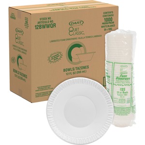 Dart Classic Laminated Dinnerware Bowl - 125 / Pack - Foam, Plastic - Serving - White - 1000 / Carton