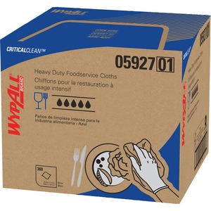 Wypall Critical Clean High Capacity Heavy Duty Foodservice Cloths - Quarter-fold - 12.50" x 23.50" - Blue - Hydroknit - 300 / Carton