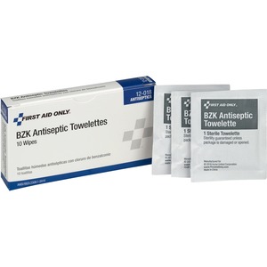 First Aid Only BZK Antiseptic Towelettes - 10/Box - 10 Per Box - White