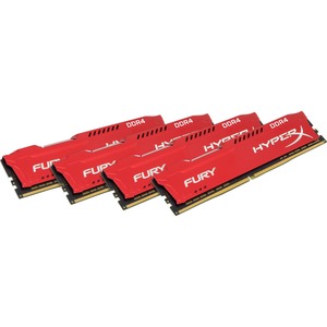 Kingston HyperX Fury RAM Module - 64 GB 4 x 16 GB - DDR4 SDRAM - 2400 MHz DDR4-2400/PC4-19200 - 1.20 V - Unbuffered - CL15 - 288-pin - DIMM