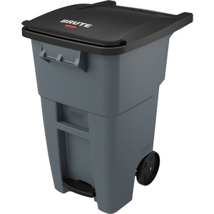 Rubbermaid Commercial Brute 50-gallon Step On Rollout Container - Step-on Opening - Rollout Lid - 50 gal Capacity - Manual - Heavy Duty, Wheels, Reinforced, Handle, Easy to Cl