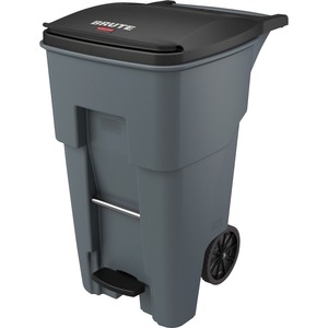 Rubbermaid Commercial 1971968 65 Gallon BRUTE Step-On Rollout Container - Gray - Step-on Opening - Rollout Lid - 65 gal Capacity - Manual - Heavy Duty, Wheels, Reinforced, Han
