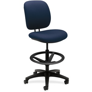 HON ComforTask Stool, Navy Fabric - Navy Polymer, Olefin Seat - Navy Polymer, Olefin Back - Mid Back - 5-star Base - 1 Each