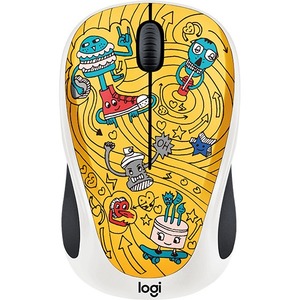 Logitech DOODLE COLLECTION M238 Mouse - Optical - Wireless - 3 Buttons - GoGo Gold