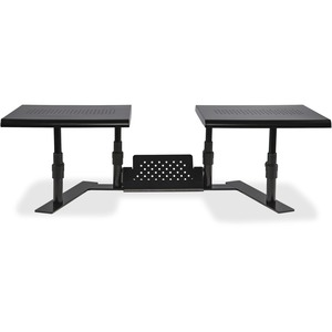 Allsop Metal Art ErgoTwin Height Adjustable Dual Monitor Stand - 20 lb Load Capacity - 9" Height x 32" Width x 14" Depth - Desktop - Steel - Pearl Black