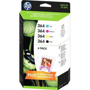 HP 364 Ink Cartridge/Paper Kit - Black, Cyan, Magenta, Yellow
