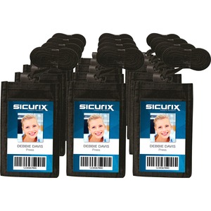 SICURIX Carrying Case (Pouch) Business Card - Black - Nylon - 3" Height x 4" Width - 12 Pack