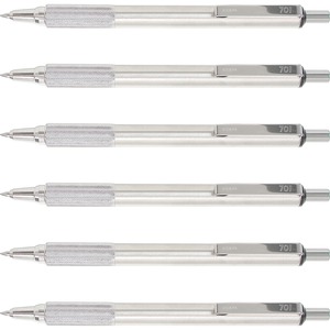 Zebra Pen STEEL 7 Series F-701 Retractable Ballpoint Pen - 0.7 mm Pen Point Size - Refillable - Retractable - Black - Stainless Steel Barrel - 6 / Box