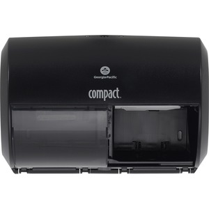 Compact 2-Roll Side-by-Side Coreless High-Capacity Toilet Paper Dispenser - 2000 x Sheet - 7.1" Height x 10.1" Width x 6.8" Depth - Black - Lockable - 1 Each