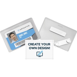 Advantus DIY Magnetic Name Badge Kit - Horizontal - 3.8" x 2.5" x - Plastic - 20 / Pack - White, Clear