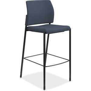 HON Accommodate Cafe Stool, Armless - Navy Polyester, Fabric, Foam Seat - Polyester Fabric Back - Steel Frame - 1 Each