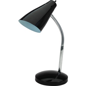 Lorell USB 10-watt LED All-metal Desk Lamp - 15" Height - 6.3" Width - 10 W LED Bulb - Black - Metal - Desk Mountable - Black - for Desk, Table