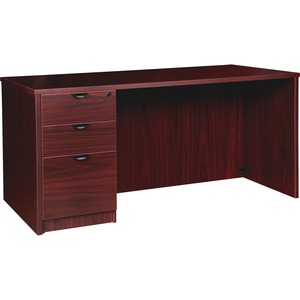 Lorell Prominence 2.0 Mahogany Laminate Box/Box/File Left-Pedestal Desk - 3-Drawer