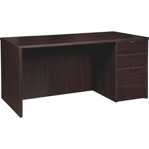 Lorell Prominence 2.0 3/4 Double-Pedestal Desk - 1" Top, 60" x 30"29" - 3 x File, Box Drawer(s) - Single Pedestal on Right Side - Band Edge - Material: Particleboard - Finish: