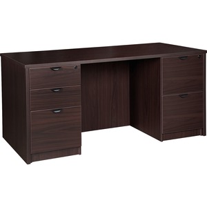 Lorell Prominence 2.0 Double-Pedestal Desk - 1" Top, 66" x 30"29" - 5 x File, Box Drawer(s) - Double Pedestal - Band Edge - Material: Particleboard - Finish: Espresso Laminate