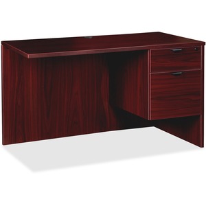 Lorell Prominence 2.0 Mahogany Laminate Box/File Right Return - 2-Drawer - 42" x 24" x 29" , 1" Top - 2 x File Drawer(s), Box Drawer(s) - Single Pedestal on Right Side - Band