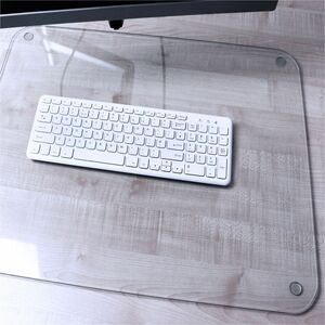 Floortex Desktex® Glaciermat Glass Desk Pad - 20" x 36" - Rectangular - 20" Width x 36" Length x 0.20000" Depth - Clear Backing - Tempered Glass - Clear