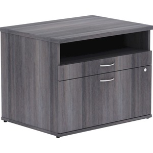 Lorell Relevance Series Charcoal Laminate Office Furniture Credenza - 2-Drawer - 29.5" x 22" x 23.1" - 2 x File Drawer(s) - 1 Shelve(s) - Finish: Silver Pull, Charcoal, Lamina