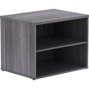 Lorell Relevance Series Charcoal Laminate Office Furniture Credenza - 29.5" x 22" x 23.1" - 2 Shelve(s) - Finish: Charcoal, Laminate