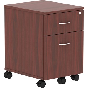 Lorell Relevance Series Mahogany Laminate Office Furniture Pedestal - 2-Drawer - 15.8" x 19.9" x 22.9" - 2 x File Drawer(s), Box Drawer(s) - Finish: Mahogany Laminate