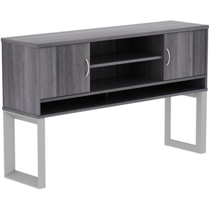 Lorell Relevance Series Charcoal Laminate Office Furniture Hutch - 59" x 15" x 36" - 3 Shelve(s) - Material: Metal Frame - Finish: Charcoal, Laminate