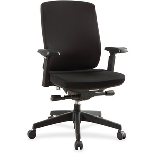 Lorell Premium Mid-Back Chair with Adjustable Arms - Black Seat Color - Fabric Seat Material - Black Back Color - Fabric Back Material - Mid Back - 5-star Base - Armrest - 1 E