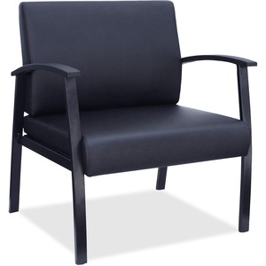 Lorell Big & Tall Guest Chair - Steel Frame Material - Four-legged Base - Black - Bonded Leather - Armrest - 1 Each