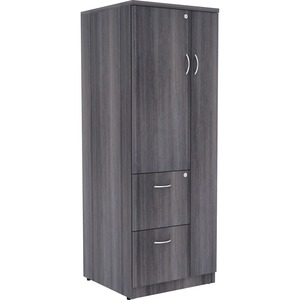 Lorell Relevance Tall Storage Cabinet - 2-Drawer - 23.6" x 23.6" x 65.6" - 2 - 2 Shelve(s) - Material: Medium Density Fiberboard (MDF), Particleboard - Finish: Weathered Charc