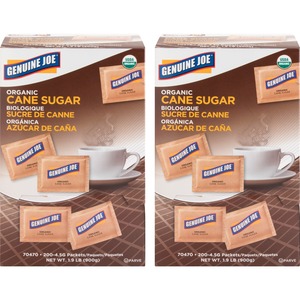 Genuine Joe Turbinado Natural Cane Sugar Packets - PacketCane Sugar Flavor - Natural Sweetener - 400/Carton