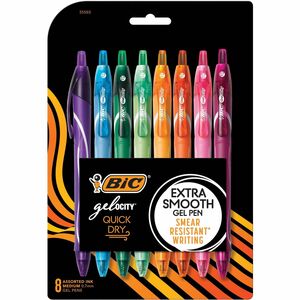 BIC America Gel-ocity Gel Pen - Medium Pen Point - 0.7 mm Pen Point Size - Retractable - Assorted Gel-based Ink - 8 / Pack