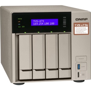QNAP TVS-473e 4 x Total Bays SAN/NAS Storage System - 512 MB Flash Memory Capacity - AMD R-Series Quad-core 4 Core 2.10 GHz - 4 GB RAM - DDR4 SDRAM Tower - Serial