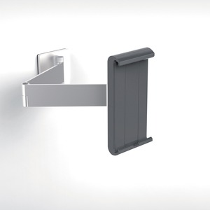 DURABLE Tablet Holder Wall Arm - 8.9" Height x 3.7" Width x 6.7" Depth - Steel, Aluminum, Acrylonitrile Butadiene Styrene (ABS) - Silver - 180° Swivel - 1 Each