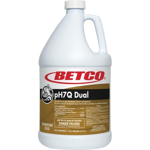 Betco pH7Q Dual Neutral Disinfectant Cleaner - Concentrate - 128 fl oz (4 quart) - Pleasant Lemon Scent - 1 Each - Deodorant, pH Neutral - Light Amber