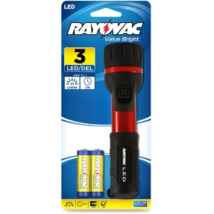 Rayovac LED Flashlight - Bulb - AA - Aluminum, Rubber - Red, Black