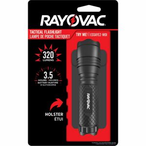 Rayovac RoughNeck 3AAA LED Tactical Flashlight - LED - 260 lm Lumen - 3 x AAA - Alkaline - Battery - Aluminum - Water Resistant, Drop Resistant - Black - 1 Each
