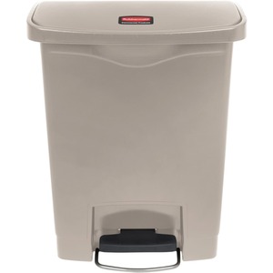 Rubbermaid Commercial 8G Slim Jim Front Step Container - Step-on Opening - 8 gal Capacity - Rectangular - Manual - Durable, Foot Pedal, Easy to Clean, Hinged, Fire-Safe, Chemi